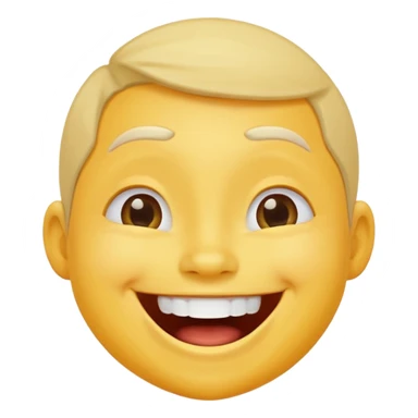 Emoji, yellow round laughing tilted head face,  sticker
