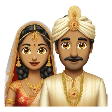 fair indian bride and tall groom small eyes sticker