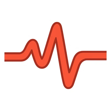 Change the heartbeat pulse color to red, keep the soft edges and friendly vibrant toon style, transparent background. sticker