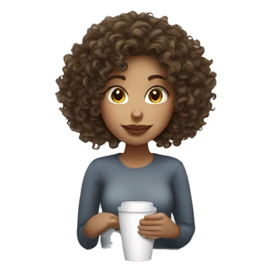Curly HAIR white girl sipping coffee sticker