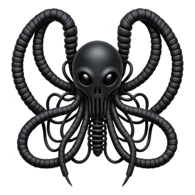 dark intertwined black wires forming an occult creature, wrapped in black rags and bondage straps, Giger-inspired sticker