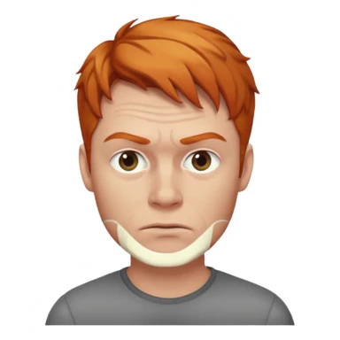 The 🤨 raised eyebrow emoji but with short ginger hair (a man) sticker