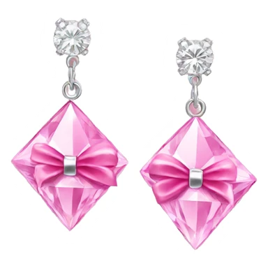 diamond earrings with a bow in pink sticker