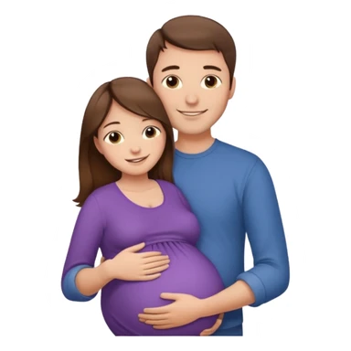 

"Man with short brown hair not reaching the nape and fair skin hugging a pregnant woman with long long brown hair and fair skin, smiling."







 sticker