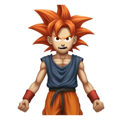 super saiyan goku, red hair, super anrgy, incomprehensible eldritch horror sticker