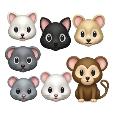 Un perro negro junto con un chango un ratón un perro blanco y un gato gris sticker