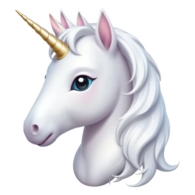 Cinematic Cute White Unicorn Portrait Emoji, Head tilted playfully and inquisitively, featuring a charming, petite form with a silky white color, a delicately flowing mane and tail, and a tiny, sparkling horn, with large, dreamy eyes full of wonder, Simplified yet irresistibly adorable features, highly detailed, glowing with a warm, enchanting glow, high shine, affectionate and lively, stylized with a touch of fairy-tale whimsy, soft glowing outline, capturing the essence of a mischievous yet endearing white unicorn that seems as if it could gallop out of the screen into your heart! sticker