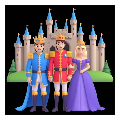 young king and queen posing, castle background sticker