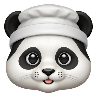 cute panda cat head with white cook hat sticker