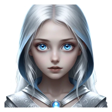 Cinematic girl with large sparkling blue eyes, Ultra realistic 32k HD, Breathtaking piece of art, rim lighting, hauntingly beautiful art, mostly greyscale, Balanced features, highly detailed digital artwork, glowing with silver light, glowing, high shine, deviant adoptable, highly detailed clothing, remembrance, a painting of white silver, fanciful, enchanting, ghostly, embodying the essence of both reality and fantasy, dreamy, dreamy glow, optical illusion, immaculate composition, complex pose, air composition. The image is so lifelike that it feels as though it could leap off the canvas at any moment sticker