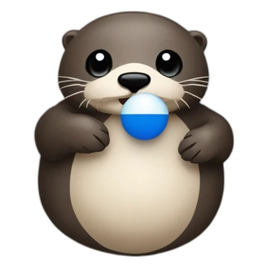 sea otter holding a estonia countryball with eye sticker
