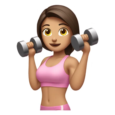 Brunette lifting dumbbells in light pink  sticker