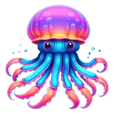 Neon glowing jellyfish-crab-squi sticker