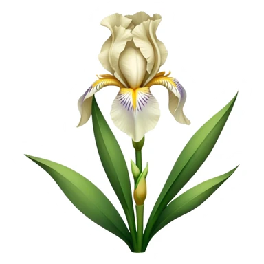 big bouquet Cream Iris, luxuriant, leaf, bud sticker