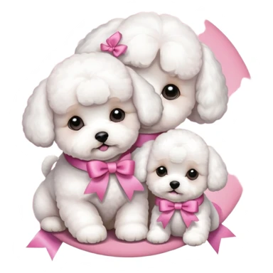 Two Bichon frise girls mom and baby girl pink sticker
