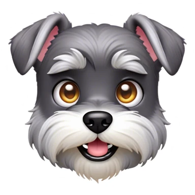 Cinematic Comical Miniature Schnauzer Portrait Emoji, Head tilted dramatically with a comically shocked expression and large, animated eyes, featuring a sharply defined salt-and-pepper fur with exaggerated, humorous eyebrows, simplified yet hilariously detailed, glowing with a bold, playful radiance, high shine, exuding a spirited and cheeky charm, styled with a soft glowing outline, capturing the essence of a Miniature Schnauzer that appears ready to dash into a burst of comic energy! sticker