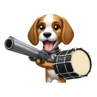 Dog with drum gun sticker