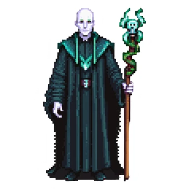 Lord Voldemort with pale face and wand sticker