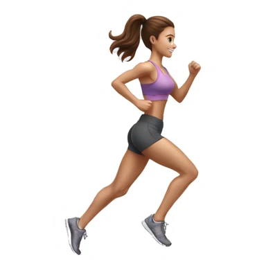 Full hyperrealistic pencil drawing of athletic girl with brown hair doing cardio on treadmill sticker