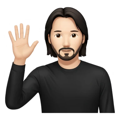 Keanu Reeves raising his hand up sticker
