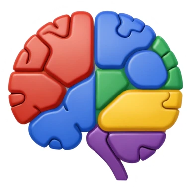 brain formed in the shape of the Google logo, with Google colors, no text sticker