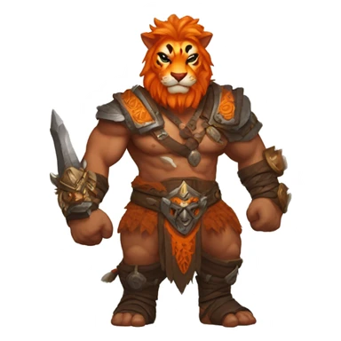 diablo 4 male barbarian with orange tiger mount sticker