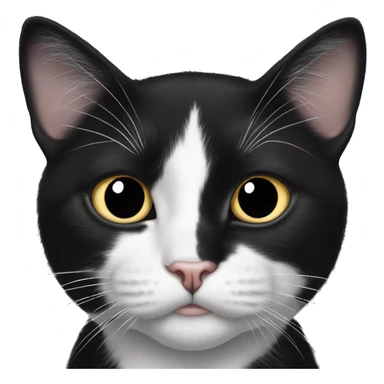 black and white tuxedo cat with black dot on his nose and chin sticker