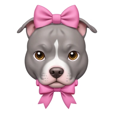 Grey pitbull with a pink bow sticker