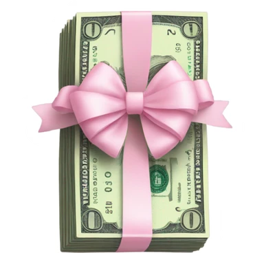 stack of money with baby pink bow sticker