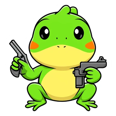 A froggy with a gun sticker