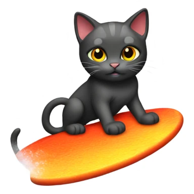 cat surfing on lava sticker
