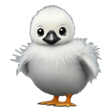 round body baby chick penguin with gray feathers sticker