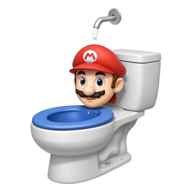 Mario's neck and head only sticking out of the middle of the bowl of a white toilet sticker