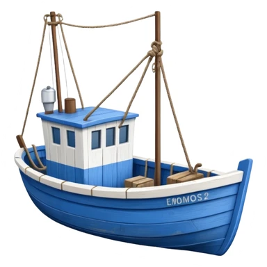 Design a small fishing boat with nets sticker