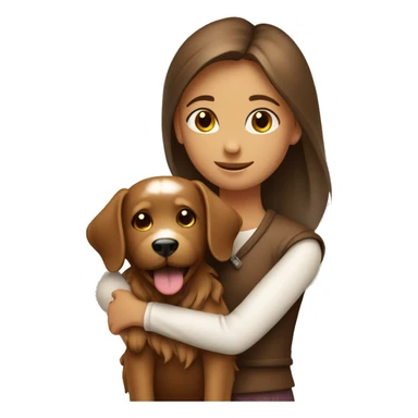 A girl hugging a Yorkshire dog brown color sticker