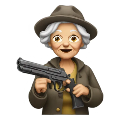 Old woman with a gun sticker