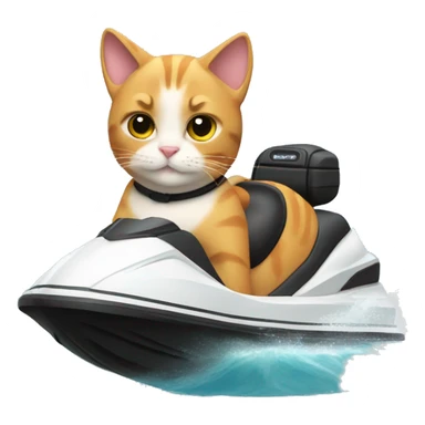 cat wearing a hamber bun and sitting on a jetski sticker