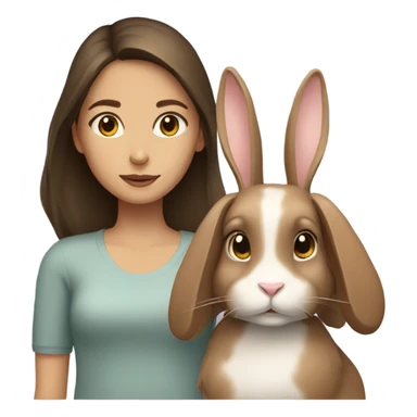 Brunette girl and brown light rabbit  sticker