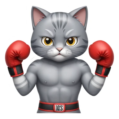 Grey fury cat boxing sticker