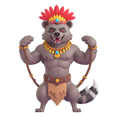 A native strong buff hyena with war bonnet flexing posing  sticker