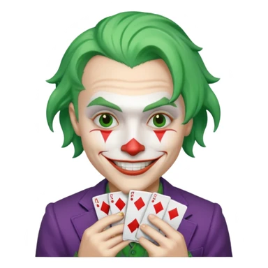 Faça um emoji bem real do Jocker com cartas na mao sticker