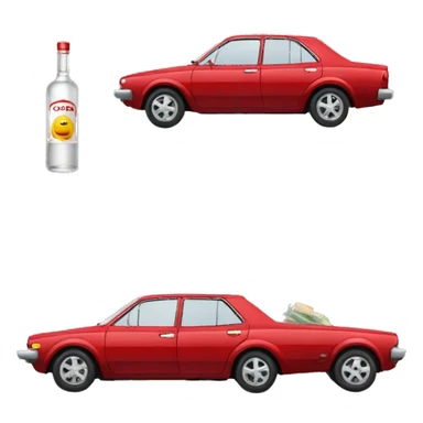 red car toyota corolla with vodka sticker