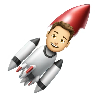 Elon Musk riding on top of a flying space rocket sticker