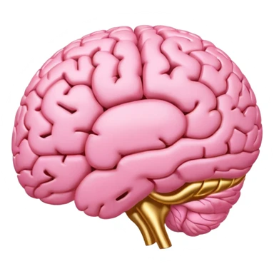 A pink brain with elegant golden details and accents,  In the center of the brain, there's a clean, empty space or hollow area, as if a part is carved out.  sticker