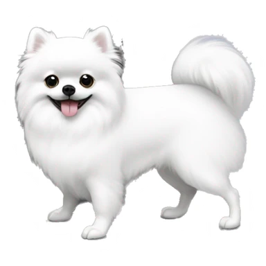 White pomeranian and white next to a grey hermes birkin bag sticker