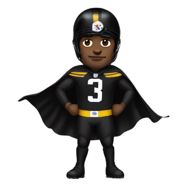 Jack Hamm Pittsburgh Steelers player in helmet and uniform with black cape. sticker