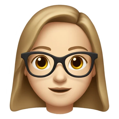 Create a girl with brown eyes and shoulder length light brown hair and pale skin wearing brown tortoise shell glasses sticker