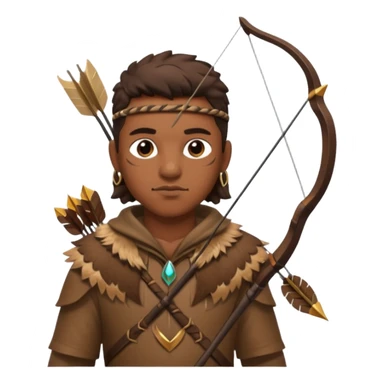 The classic hunter image with a bow and arrow on his back, dressed in brown with some animal made decorations sticker