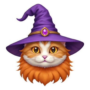 cat wear purple wicth hat sticker