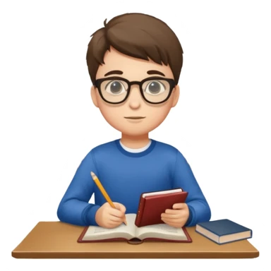 boy focused on studying in the library full body sticker